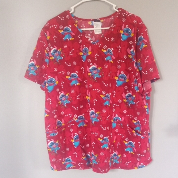 Disney Tops - Disney Stitch Christmas Scrub Top Size XXL
